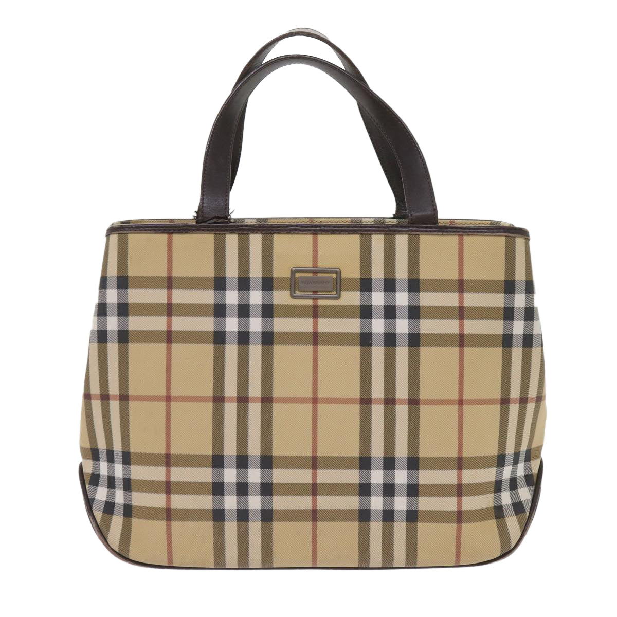 BURBERRY Nova Check Hand Bag PVC Beige Brown Auth ac2705