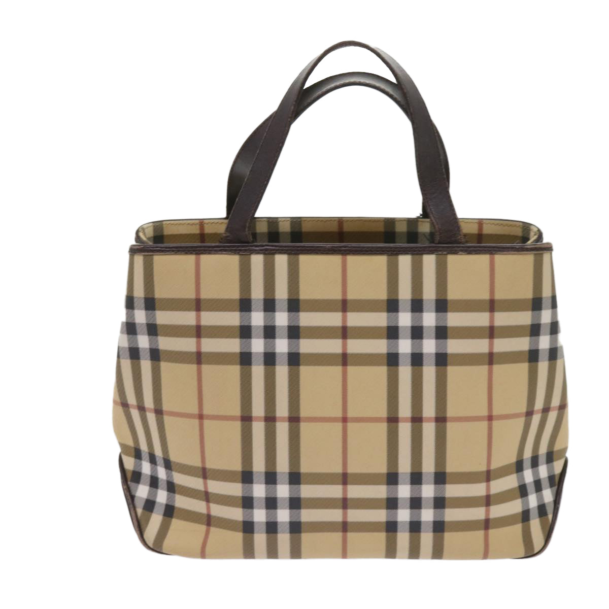 BURBERRY Nova Check Hand Bag PVC Beige Brown Auth ac2705 - 0