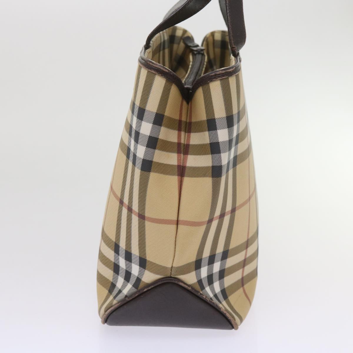 BURBERRY Nova Check Hand Bag PVC Beige Brown Auth ac2705