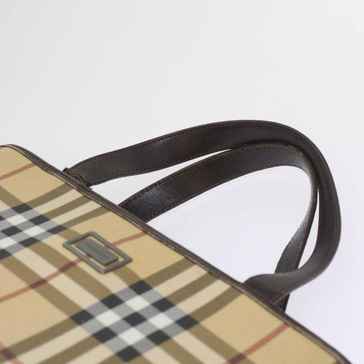 BURBERRY Nova Check Hand Bag PVC Beige Brown Auth ac2705