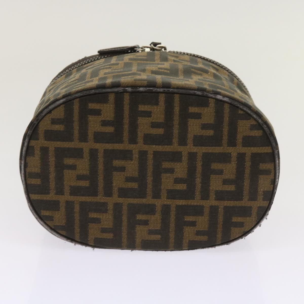 FENDI Zucca Canvas Vanity Cosmetic Pouch Brown Auth ac2711