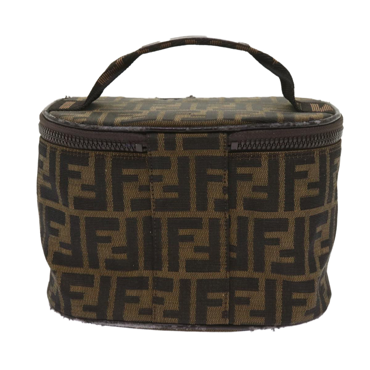FENDI Zucca Canvas Vanity Cosmetic Pouch Brown Auth ac2711 - 0