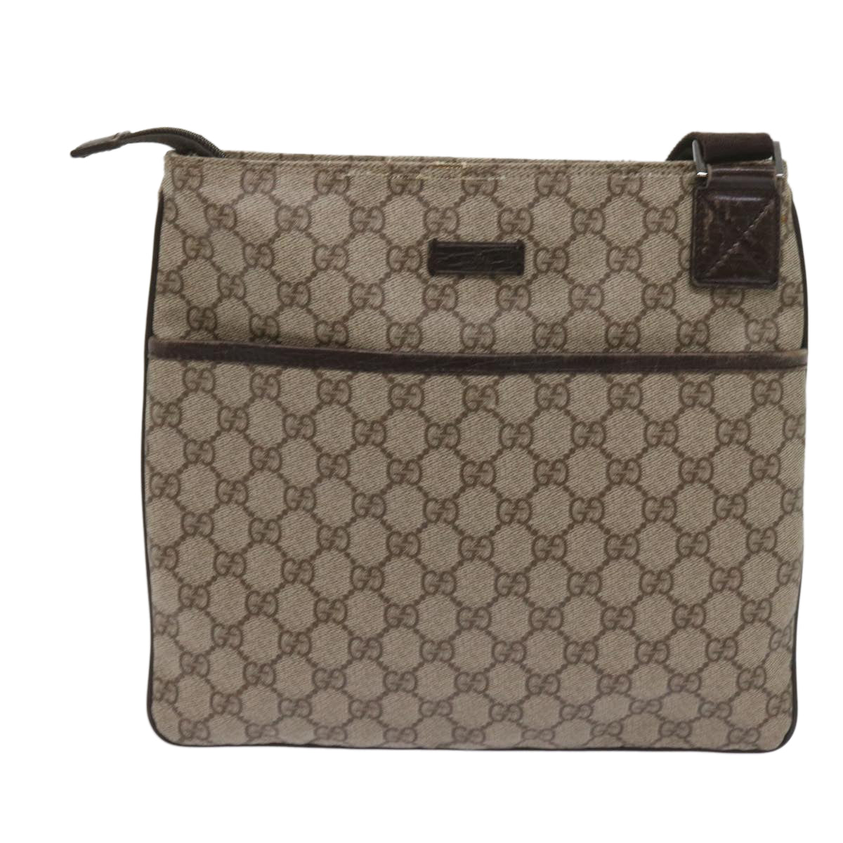 GUCCI GG Canvas Shoulder Bag PVC Beige 141626 Auth ac2721