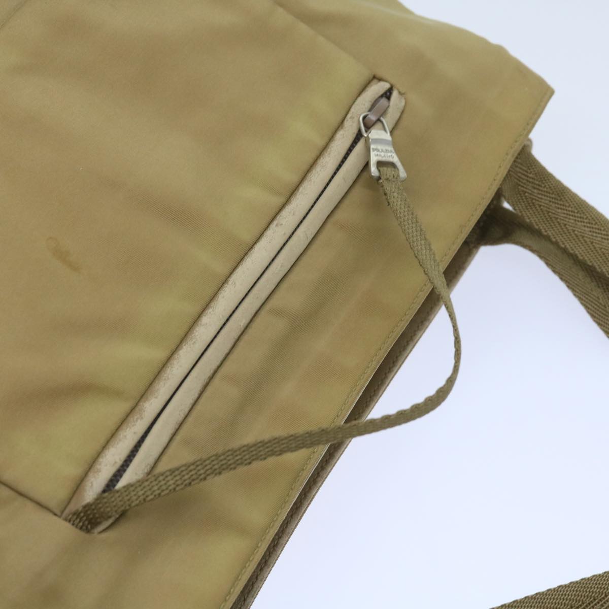 PRADA Shoulder Bag Nylon Beige Auth ac2724