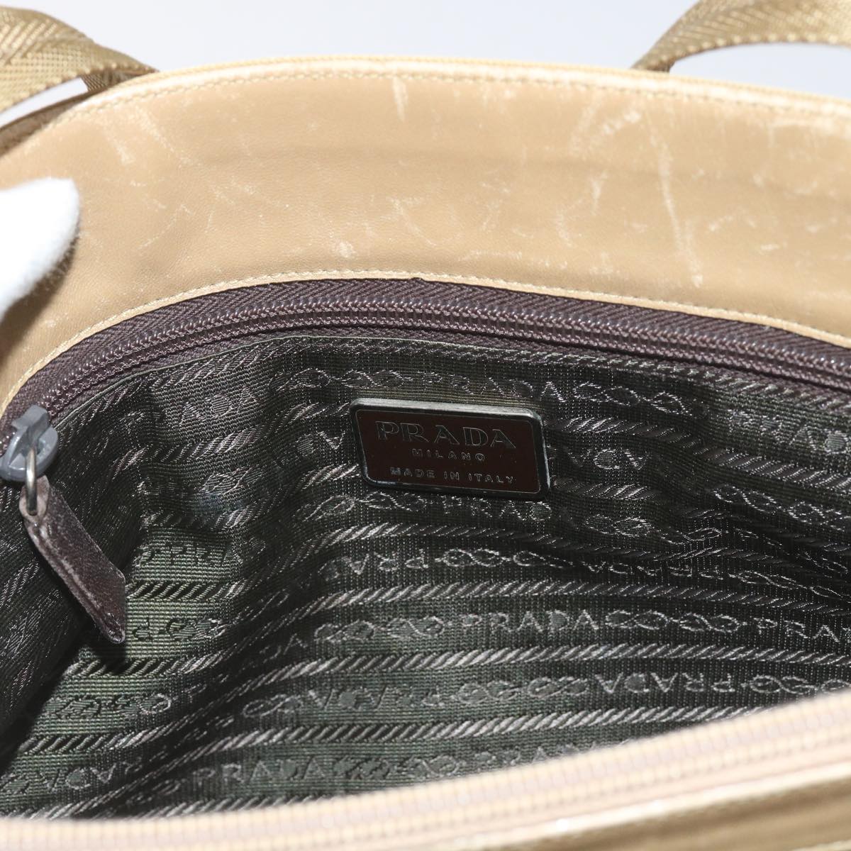 PRADA Shoulder Bag Nylon Beige Auth ac2724