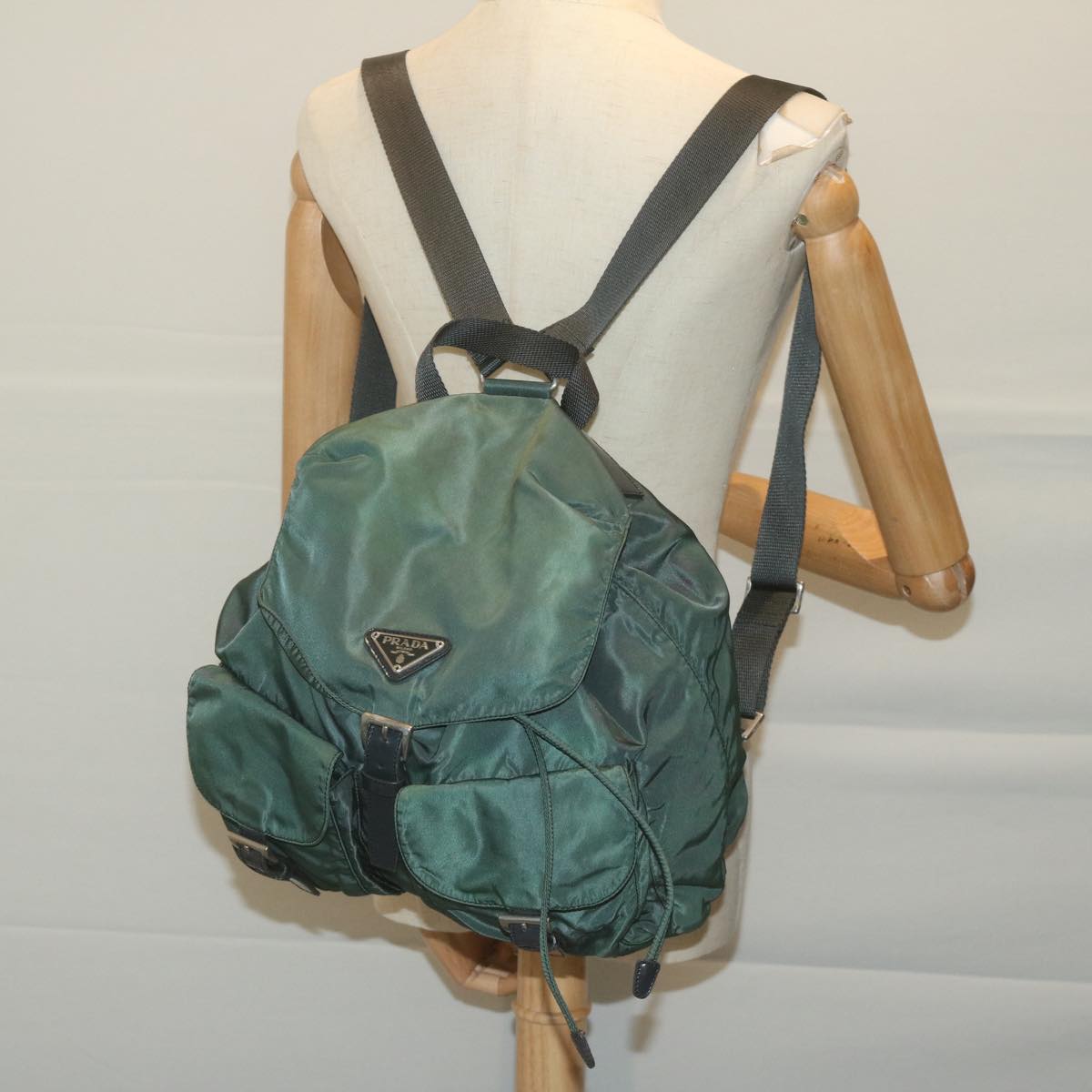 PRADA Backpack Nylon Green Auth ac2726