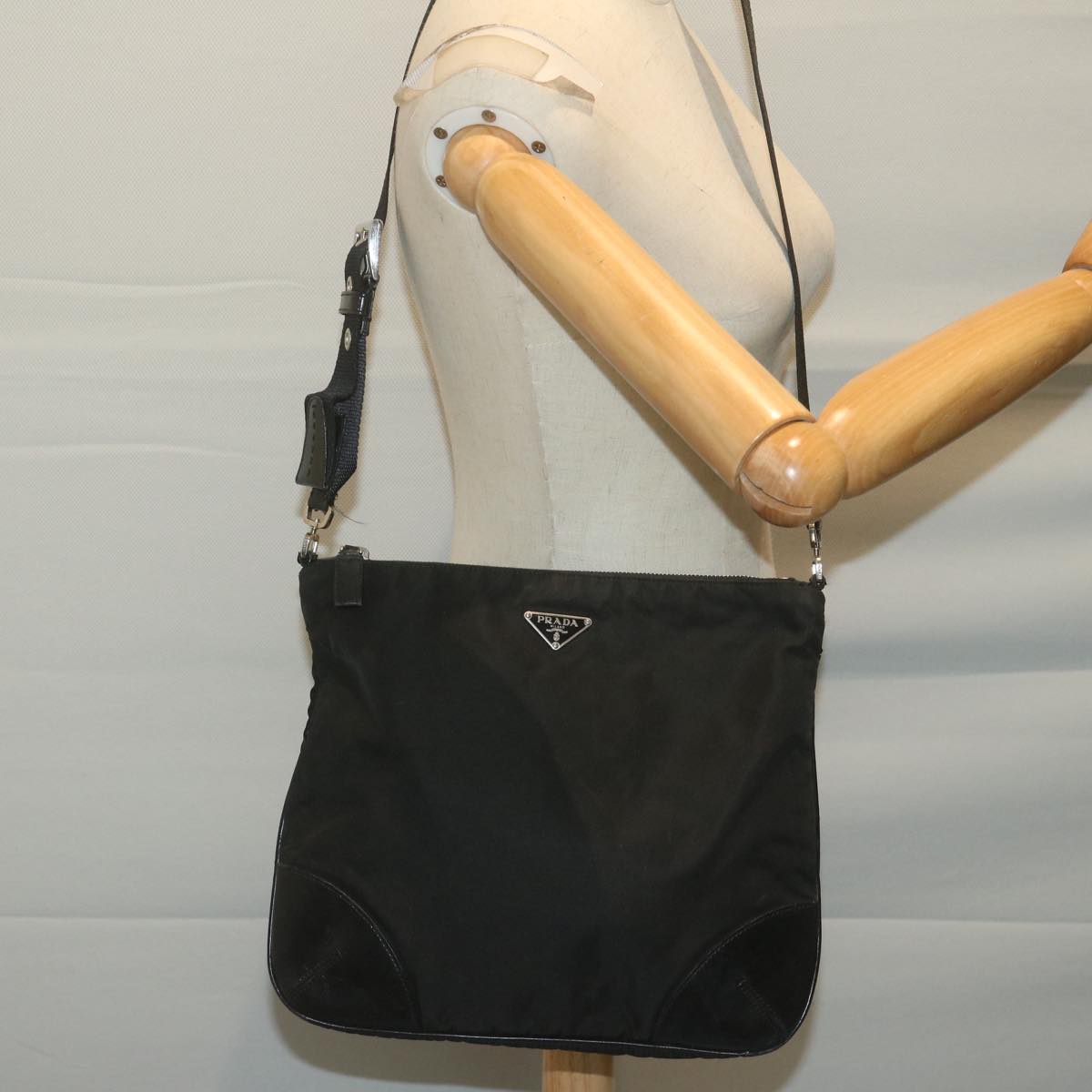 PRADA Shoulder Bag Nylon Black Auth ac2727