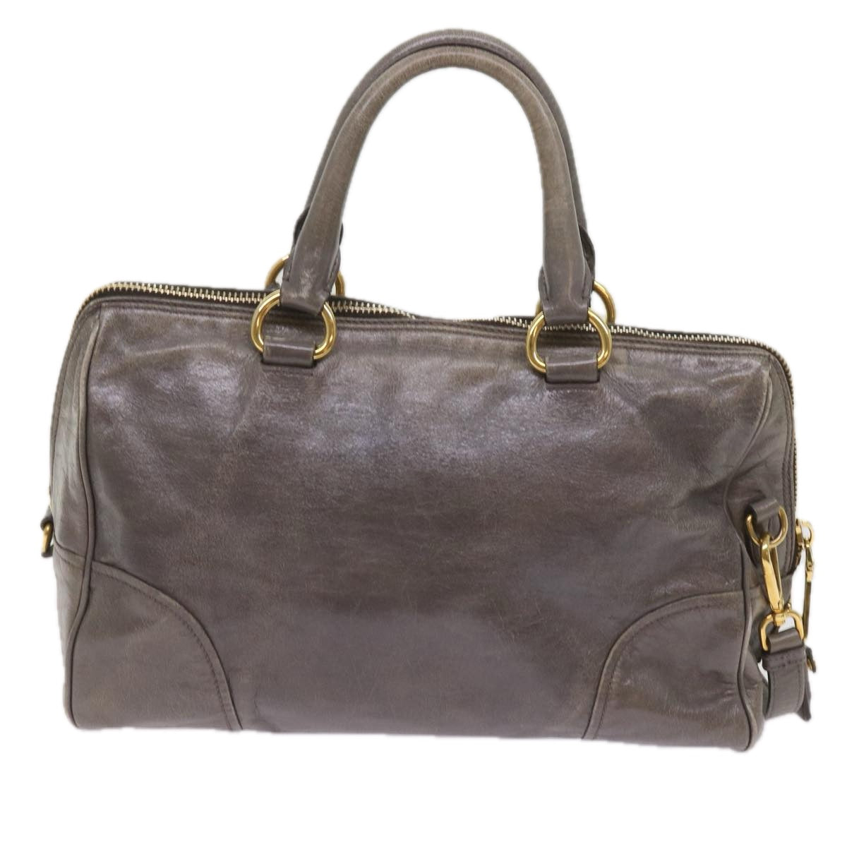 PRADA Hand Bag Leather 2way Gray Auth ac2729 - 0