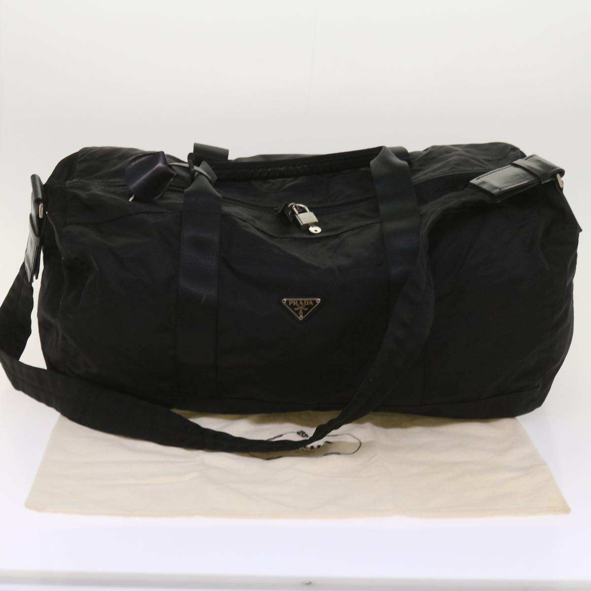 PRADA Boston Bag Nylon 2way Black Auth ac2736