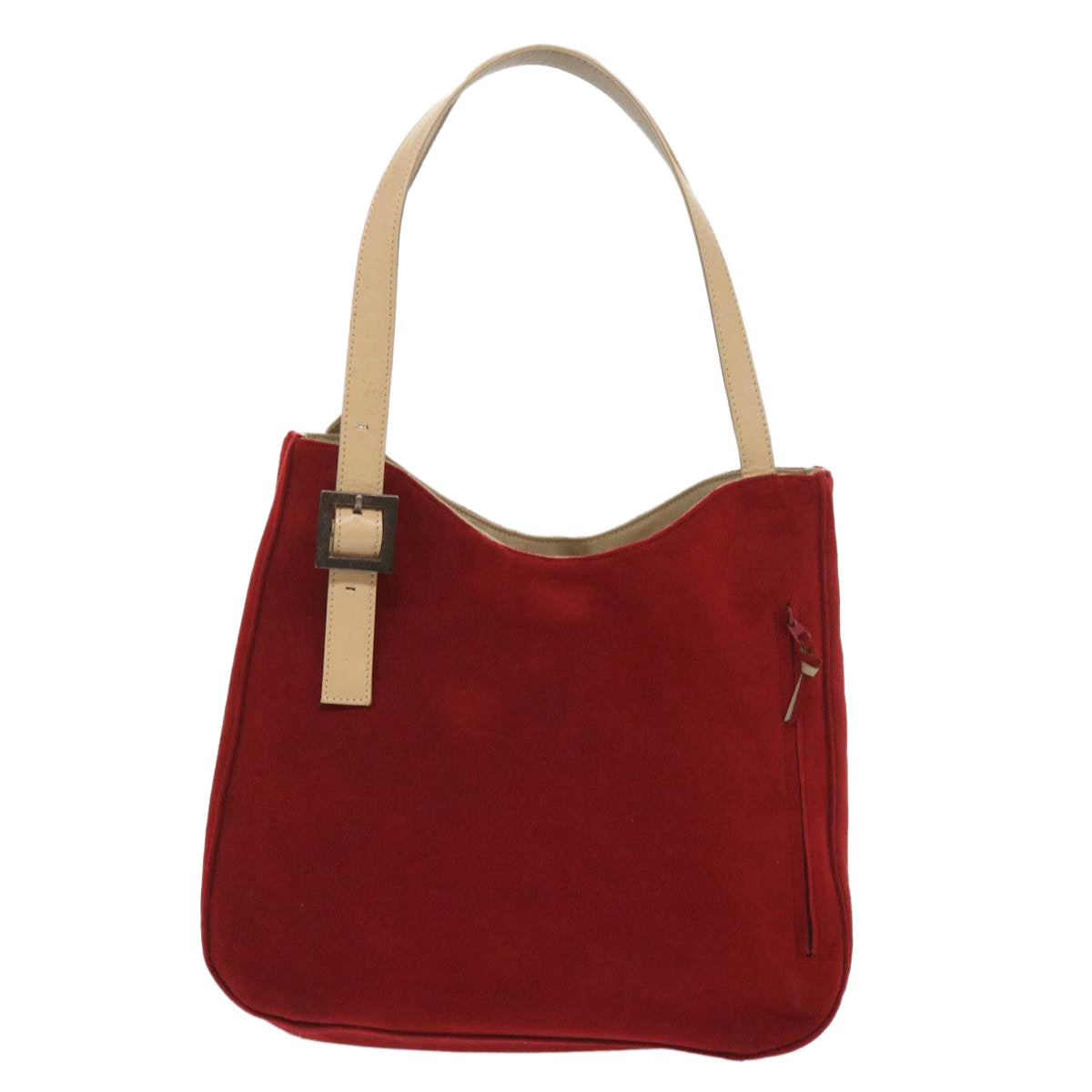 GIVENCHY Shoulder Bag Suede Red Beige Auth ac2738