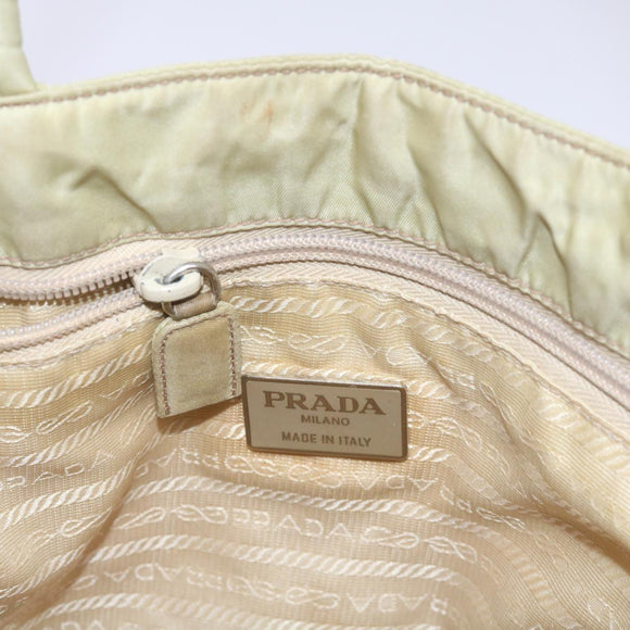 PRADA Hand Bag Nylon Beige Auth ac2748