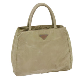 PRADA Hand Bag Nylon Beige Auth ac2748
