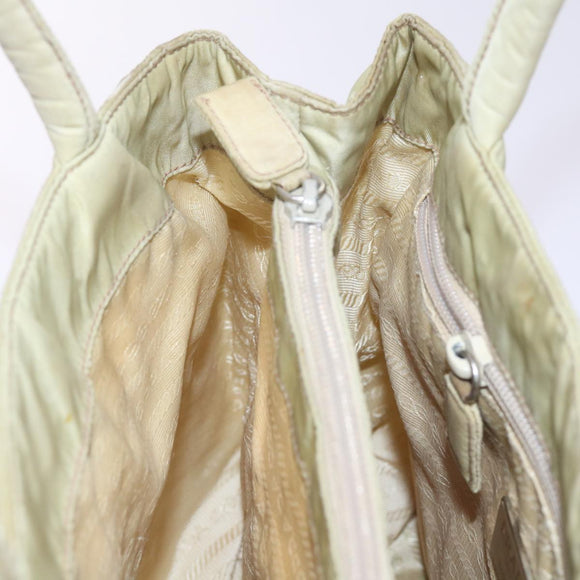 PRADA Hand Bag Nylon Beige Auth ac2748