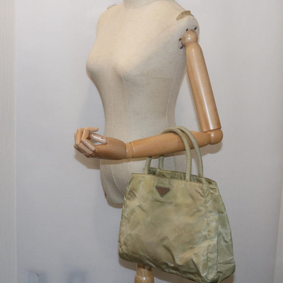PRADA Hand Bag Nylon Beige Auth ac2748