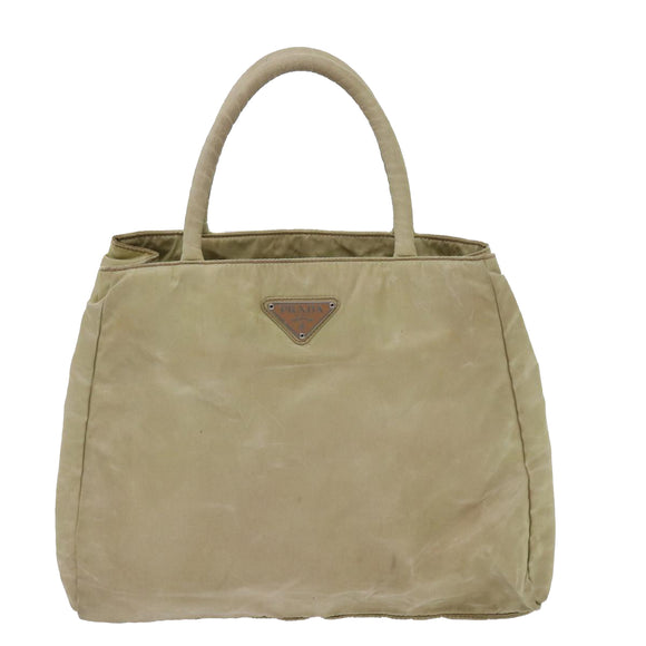 PRADA Hand Bag Nylon Beige Auth ac2748