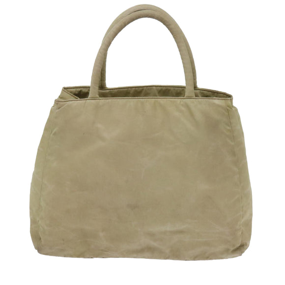 PRADA Hand Bag Nylon Beige Auth ac2748