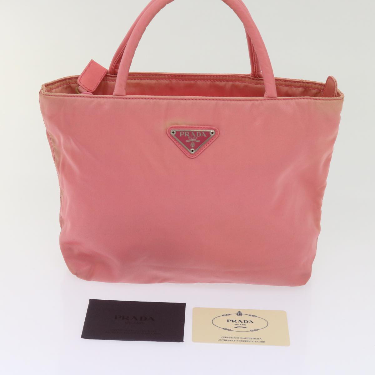 PRADA Hand Bag Nylon Pink Auth ac2749