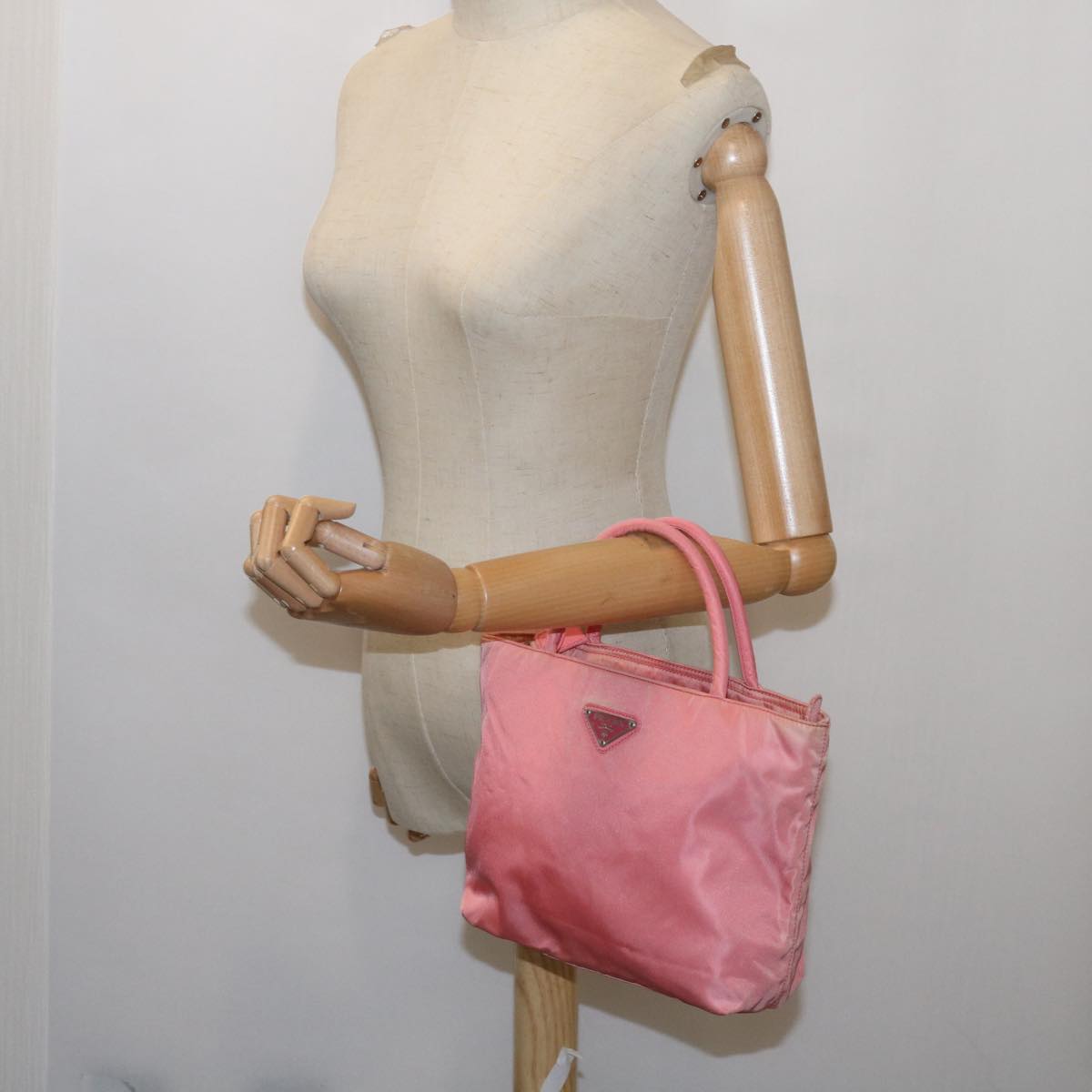 PRADA Hand Bag Nylon Pink Auth ac2749