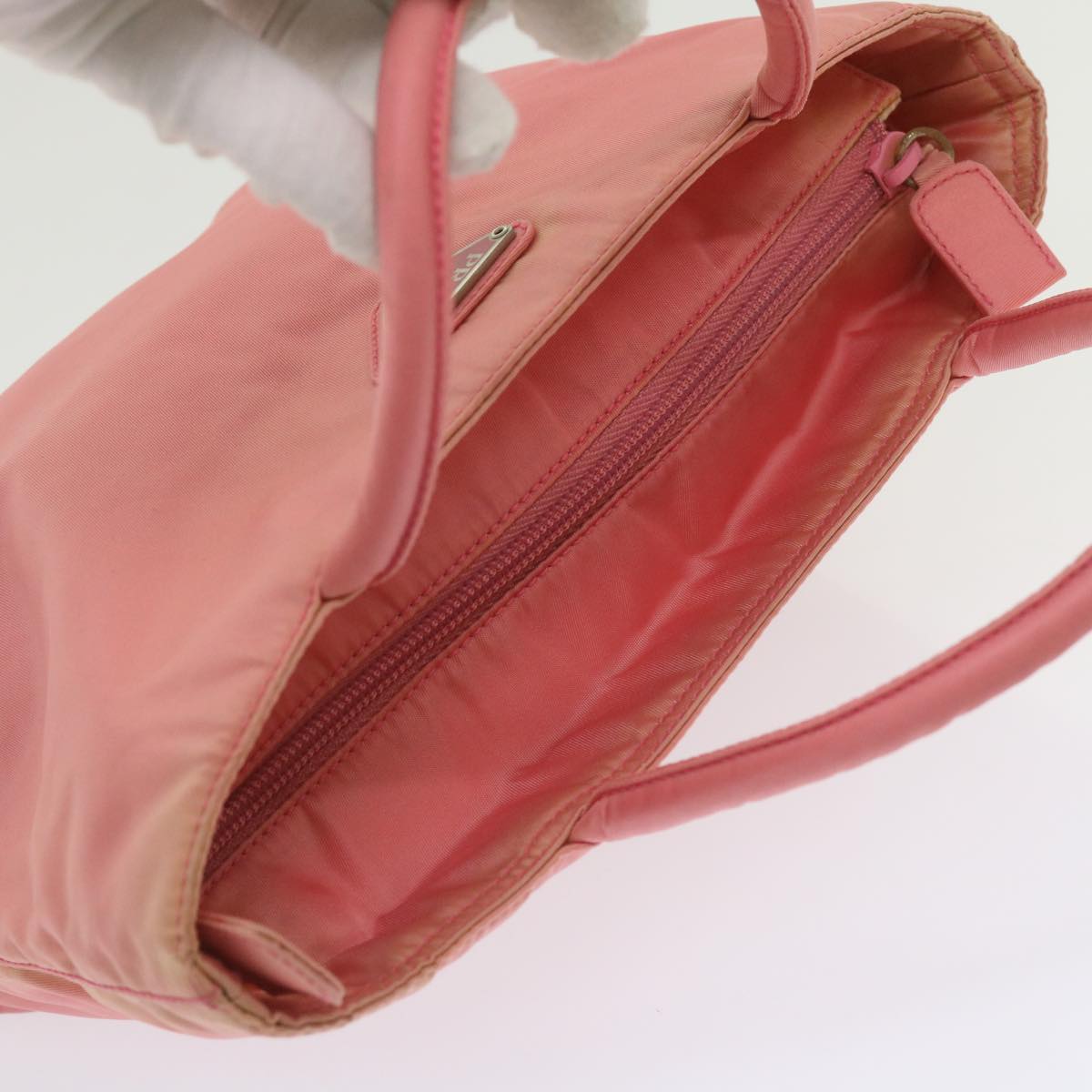 PRADA Hand Bag Nylon Pink Auth ac2749