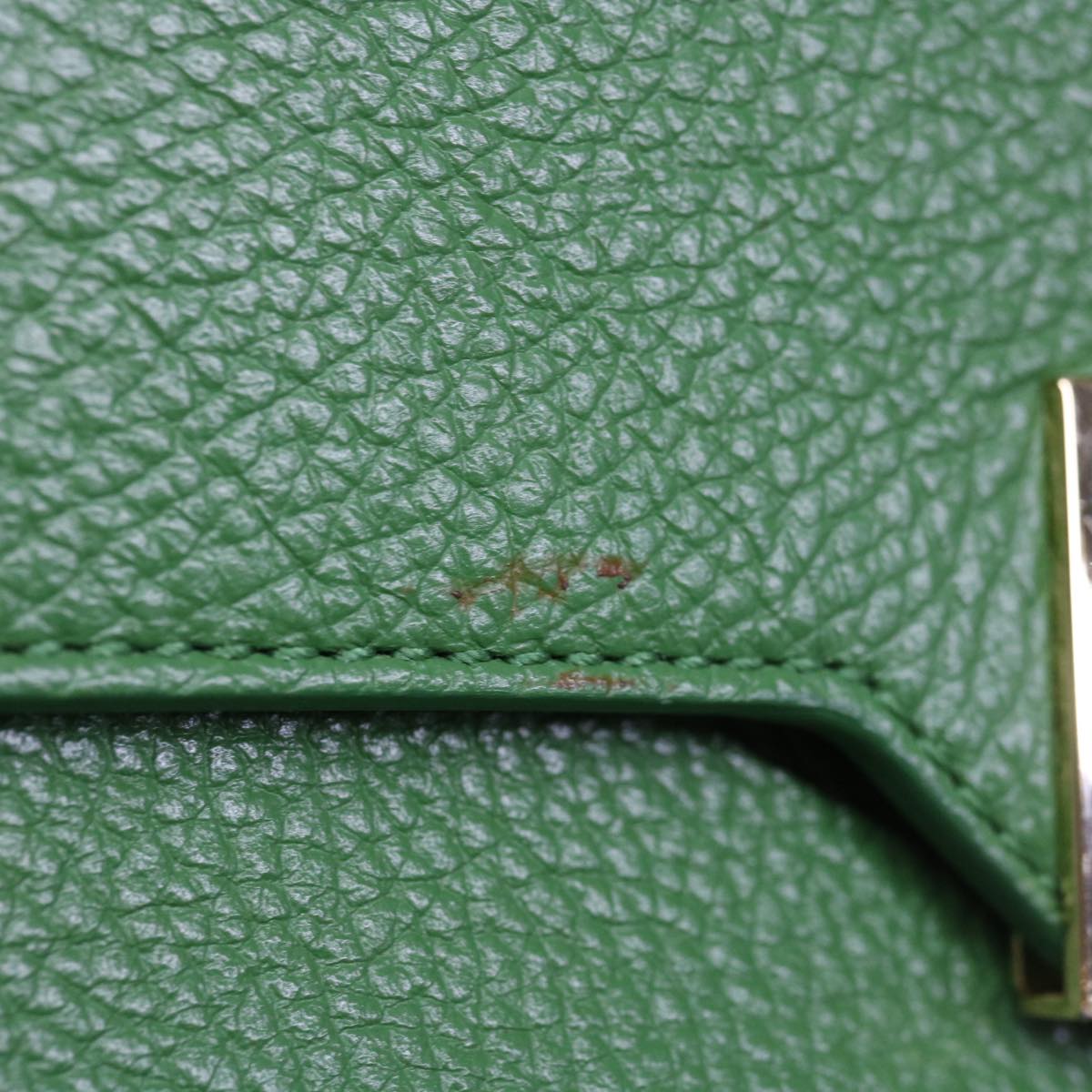 VERSACE Chain Hand Bag Leather Green Auth ac2754