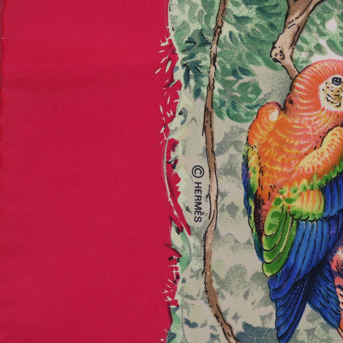 HERMES Carre 90 EQUATEUR Scarf Silk Red Auth ac2758