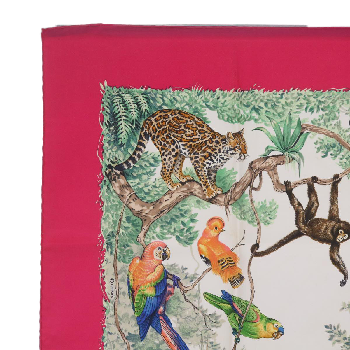 HERMES Carre 90 EQUATEUR Scarf Silk Red Auth ac2758