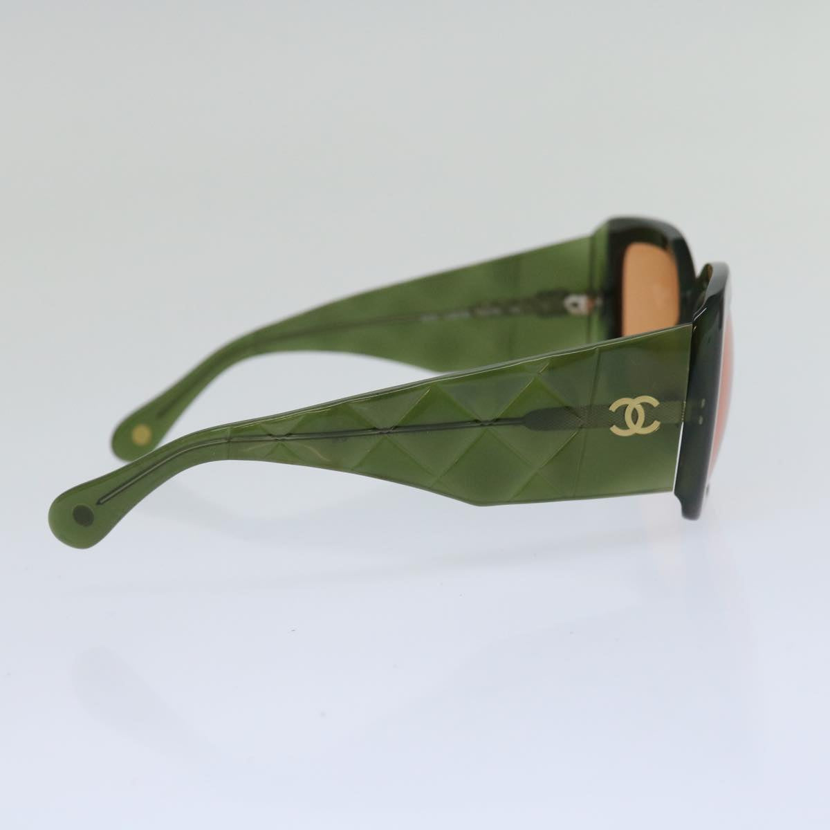 CHANEL Sunglasses plastic Green CC Auth ac2760