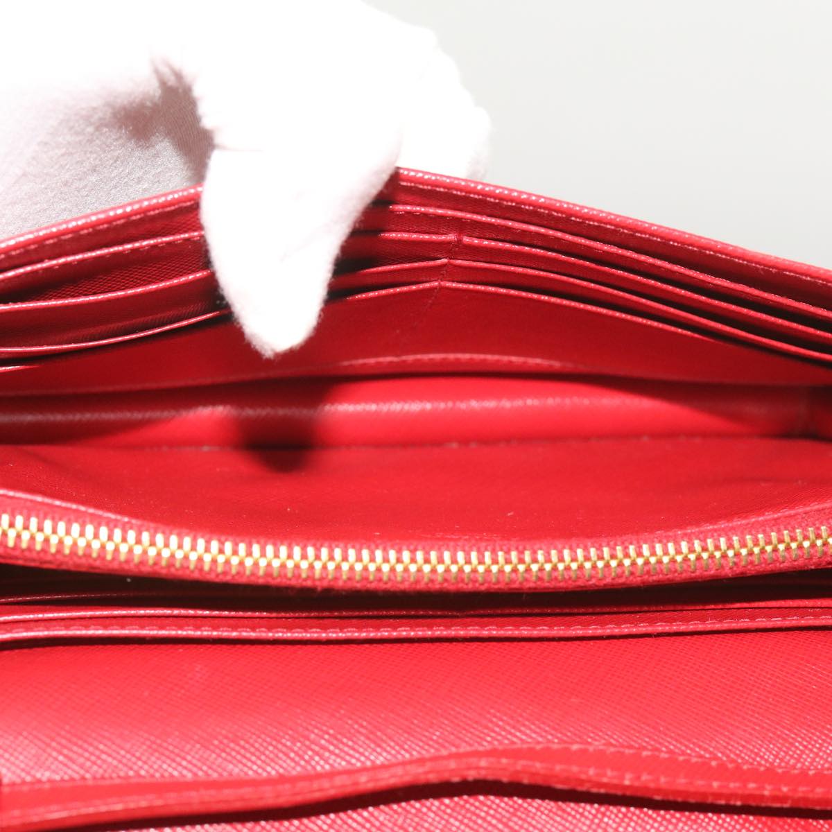 PRADA Shoulder Bag Safiano leather Red Auth ac2768