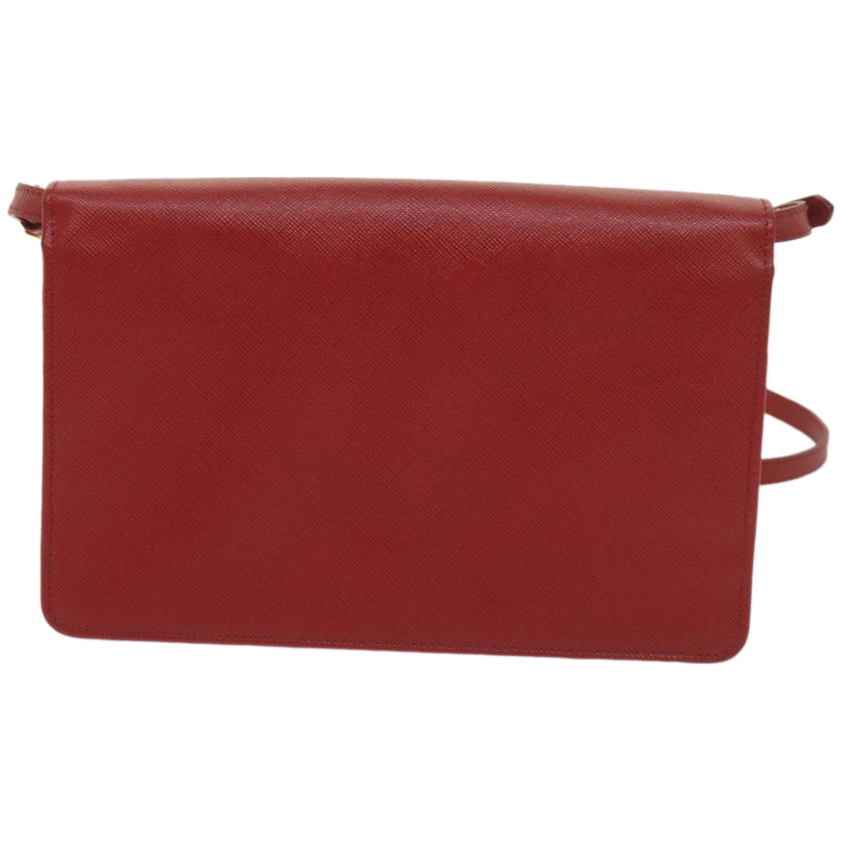 PRADA Shoulder Bag Safiano leather Red Auth ac2768