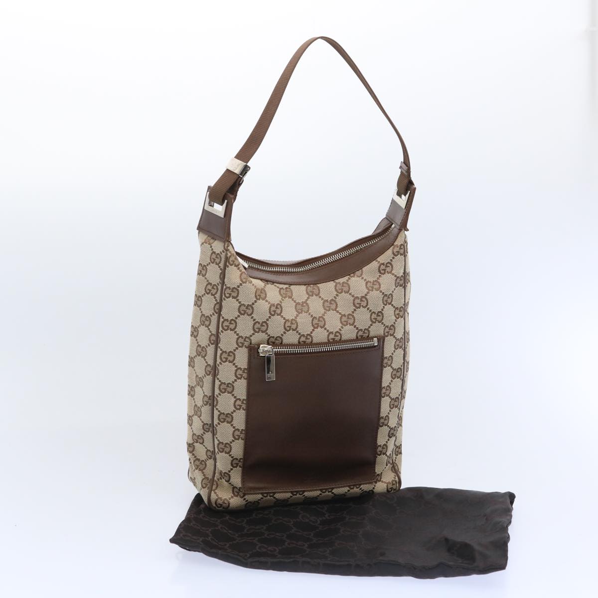 GUCCI GG Canvas Shoulder Bag Beige 019 0537 2123 Auth ac2769