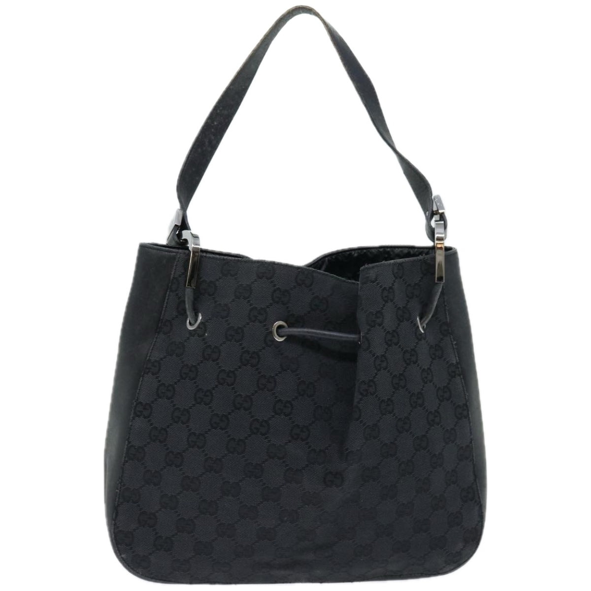 GUCCI GG Canvas Shoulder Bag Black 001 3748 Auth ac2775