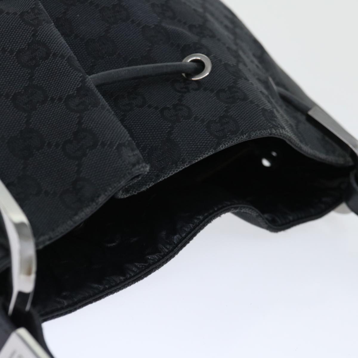 GUCCI GG Canvas Shoulder Bag Black 001 3748 Auth ac2775