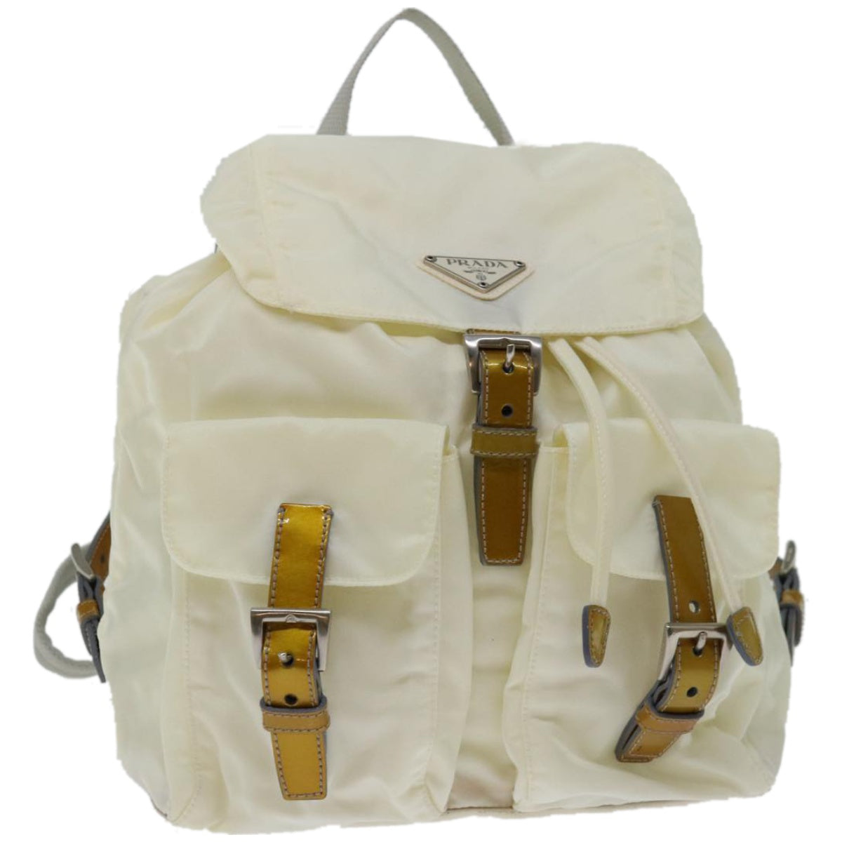 PRADA Backpack Nylon Cream Auth ac2779