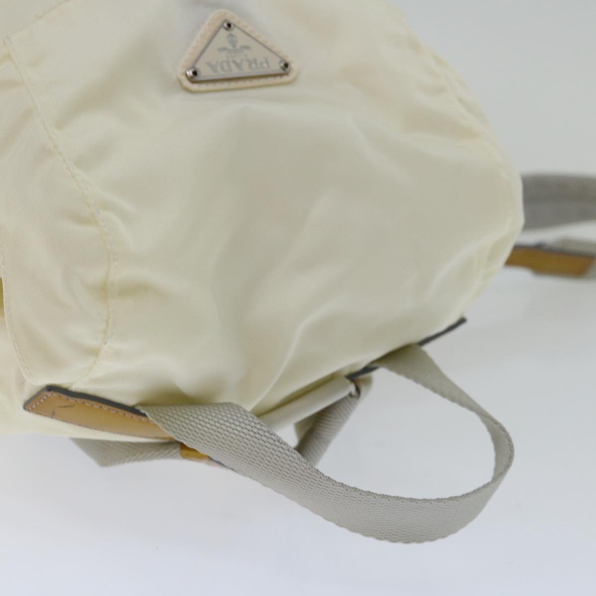 PRADA Backpack Nylon Cream Auth ac2779