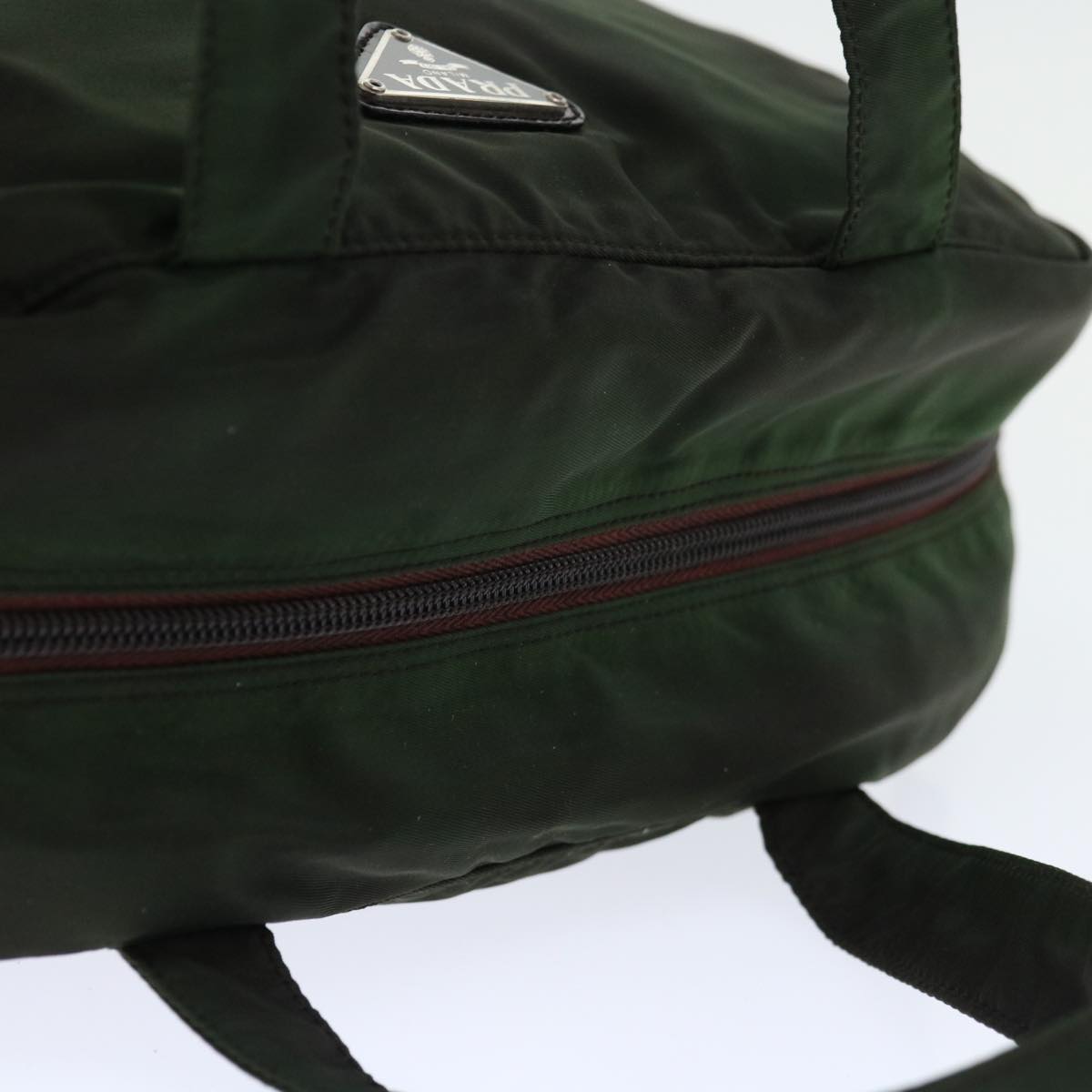 PRADA Hand Bag Nylon Green Auth ac2782