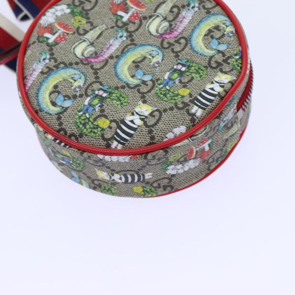 GUCCI GG Supreme Sherry Line Pouch PVC Leather Beige Red 502330 Auth ac2786V