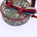 GUCCI GG Supreme Sherry Line Pouch PVC Leather Beige Red 502330 Auth ac2786V-16