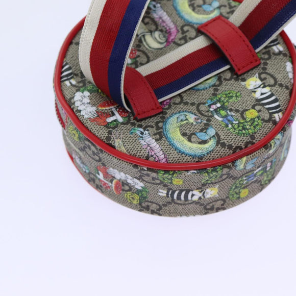 GUCCI GG Supreme Sherry Line Pouch PVC Leather Beige Red 502330 Auth ac2786V