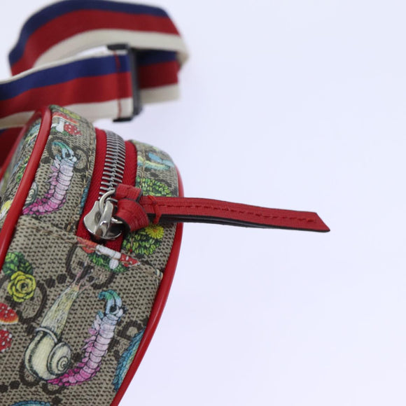 GUCCI GG Supreme Sherry Line Pouch PVC Leather Beige Red 502330 Auth ac2786V