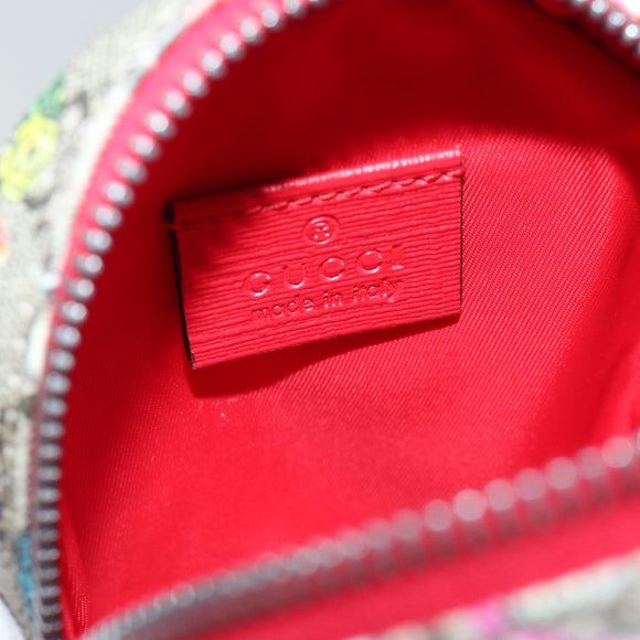 GUCCI GG Supreme Sherry Line Pouch PVC Leather Beige Red 502330 Auth ac2786V