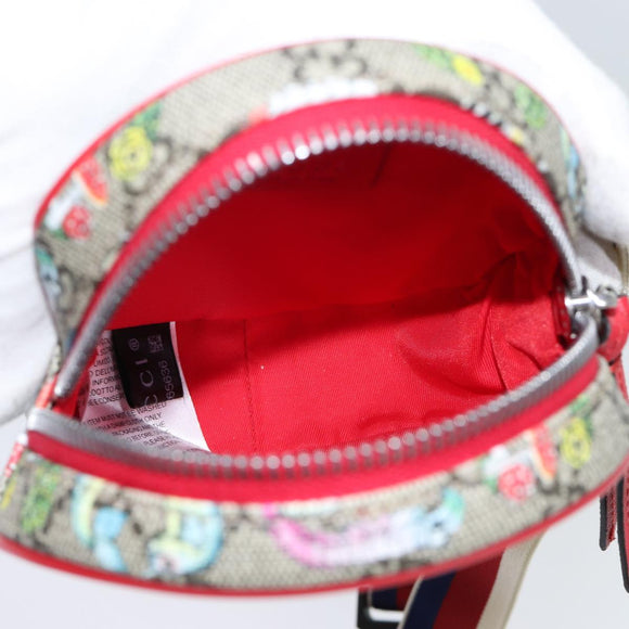 GUCCI GG Supreme Sherry Line Pouch PVC Leather Beige Red 502330 Auth ac2786V