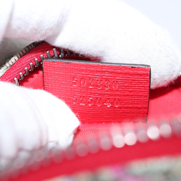 GUCCI GG Supreme Sherry Line Pouch PVC Leather Beige Red 502330 Auth ac2786V