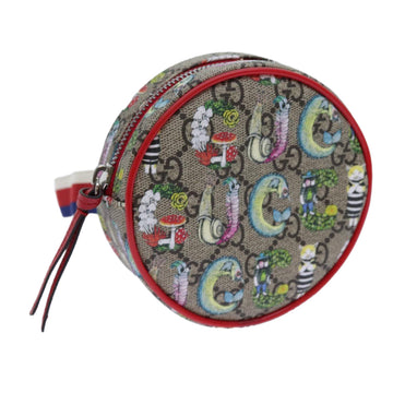 GUCCI GG Supreme Sherry Line Pouch PVC Leather Beige Red 502330 Auth ac2786V