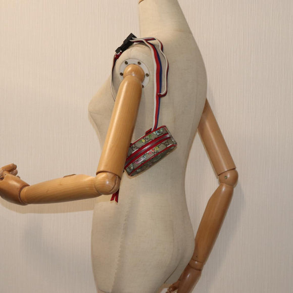 GUCCI GG Supreme Sherry Line Pouch PVC Leather Beige Red 502330 Auth ac2786V