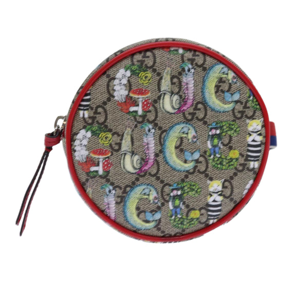 GUCCI GG Supreme Sherry Line Pouch PVC Leather Beige Red 502330 Auth ac2786V