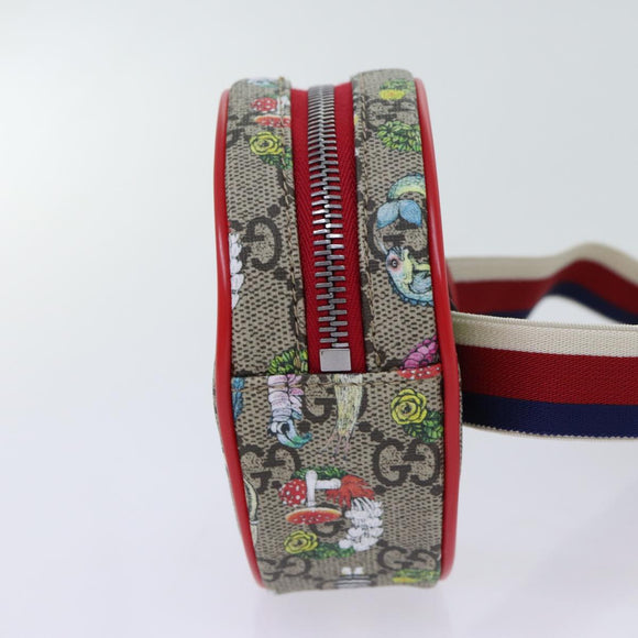 GUCCI GG Supreme Sherry Line Pouch PVC Leather Beige Red 502330 Auth ac2786V