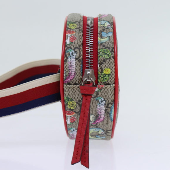 GUCCI GG Supreme Sherry Line Pouch PVC Leather Beige Red 502330 Auth ac2786V
