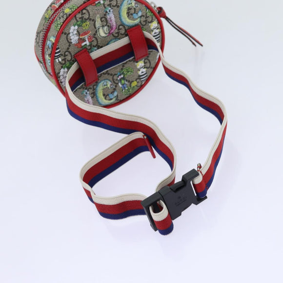 GUCCI GG Supreme Sherry Line Pouch PVC Leather Beige Red 502330 Auth ac2786V