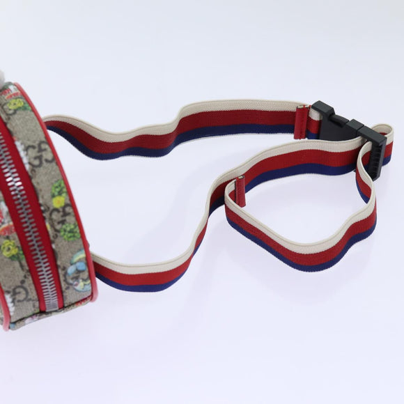 GUCCI GG Supreme Sherry Line Pouch PVC Leather Beige Red 502330 Auth ac2786V