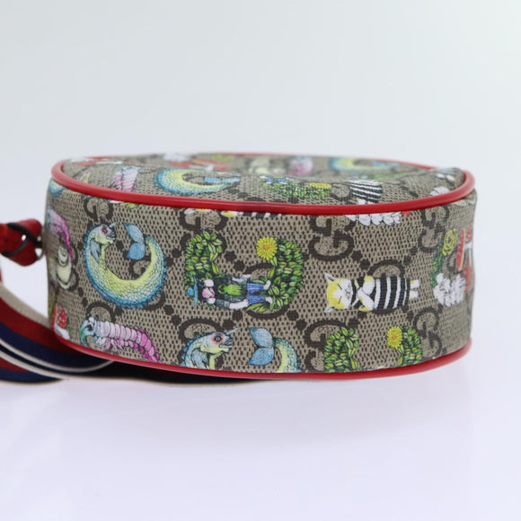 GUCCI GG Supreme Sherry Line Pouch PVC Leather Beige Red 502330 Auth ac2786V